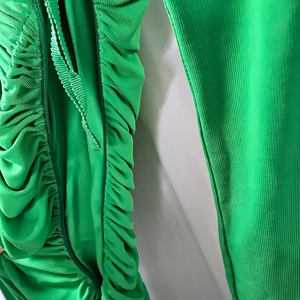 A.L.C Adeline Green Asymmetric Ruched Stretch Maxi Dress Size Medium - Picture 11 of 13